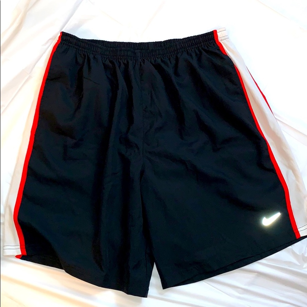 Nike Mens Running Shorts XXL Black Red/White Strip - Picture 3 of 5